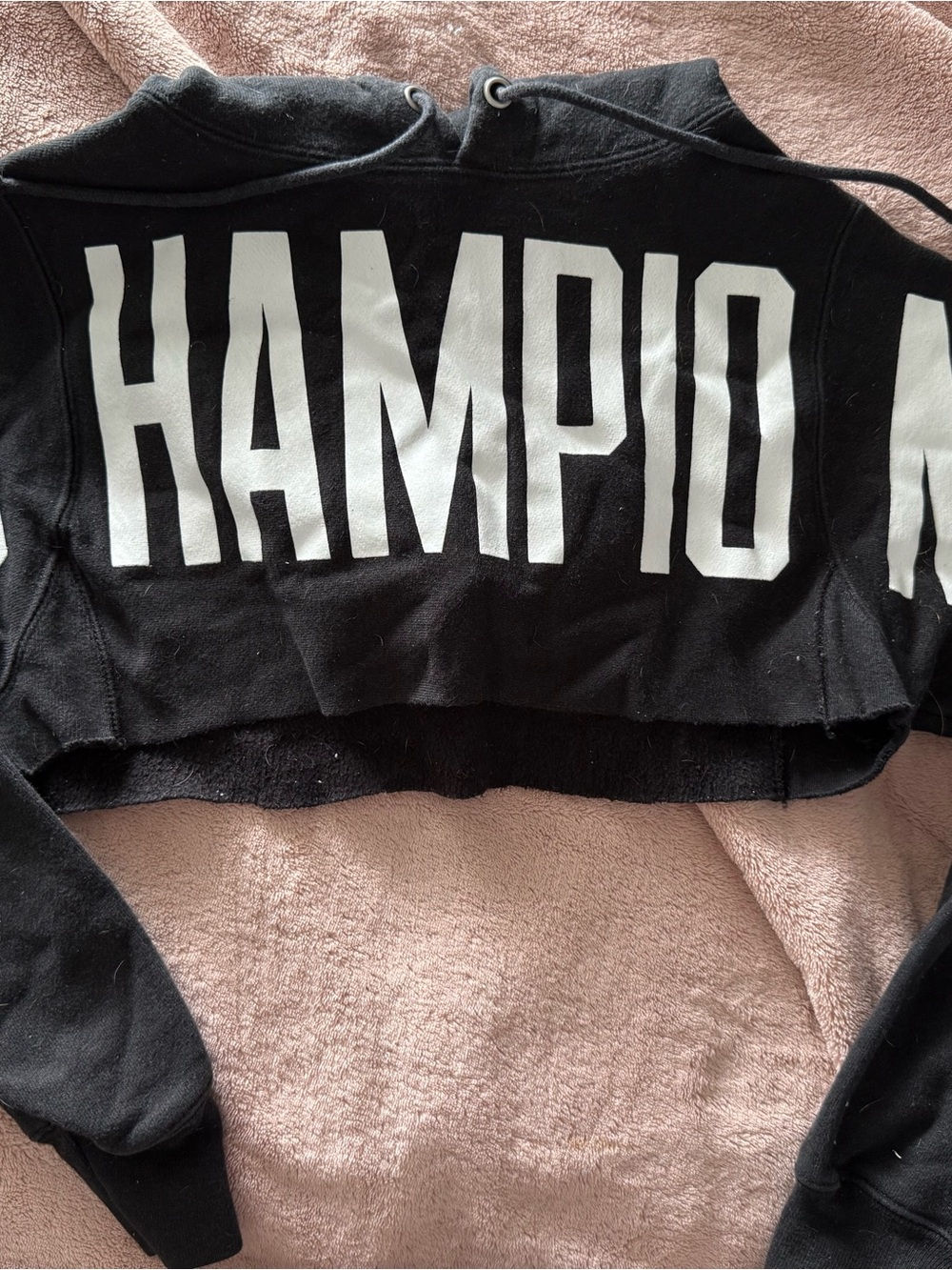 Champion Black Hoodie with Light White Logo Tag